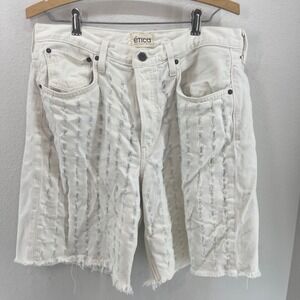 Etica Narin Relaxed Short‎ White Distressed Denim Mid Rise Women's Size 30